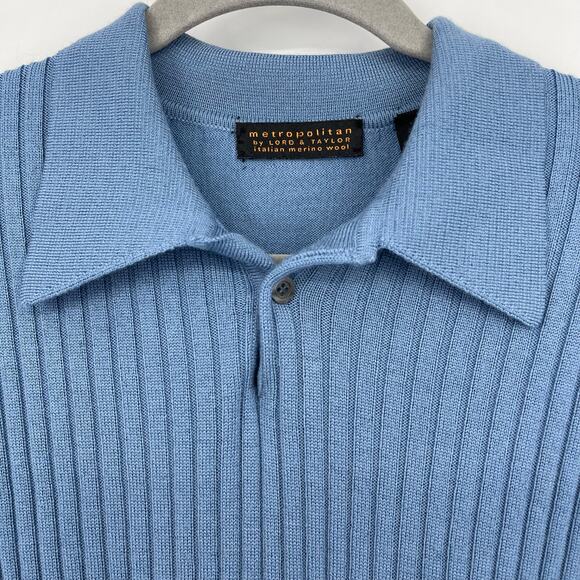 Vintage Metropolitan by Lord & Taylor 100% Merino Wool Sweater Blue  XL - Picture 7 of 10